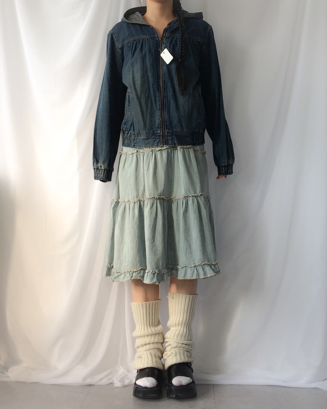 Washing denim hood zip up 상품이미지8