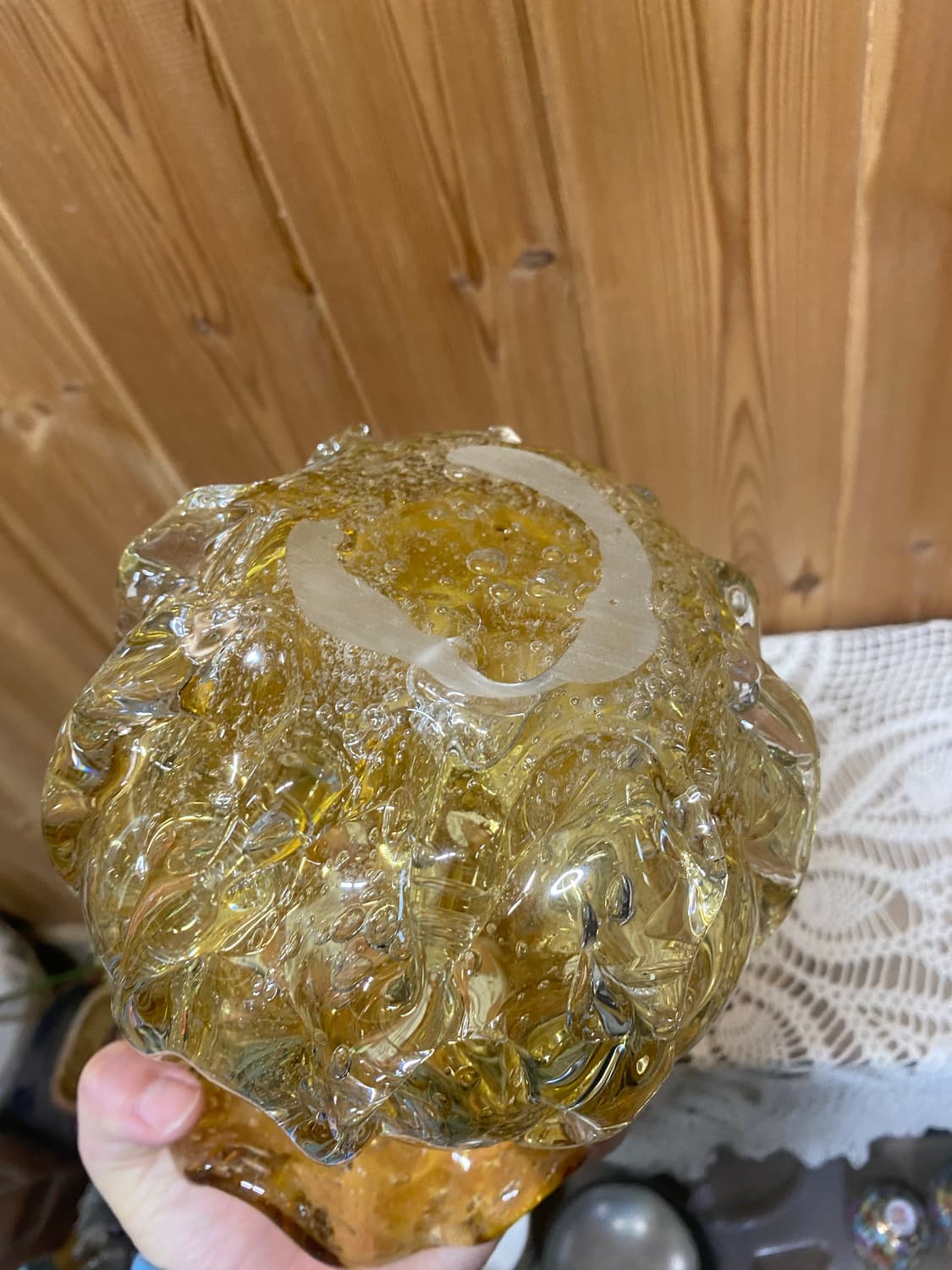 일본 유리공예 앰버 화병 꽃병 빈티지 소품 상품이미지5