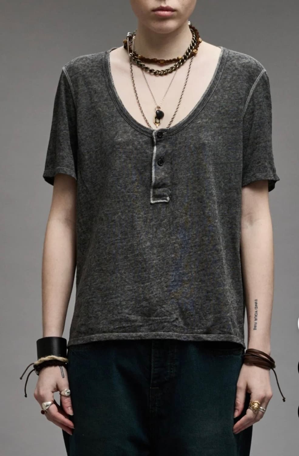 R13 로우 넥 헨리 티셔츠 (S) 상품이미지2