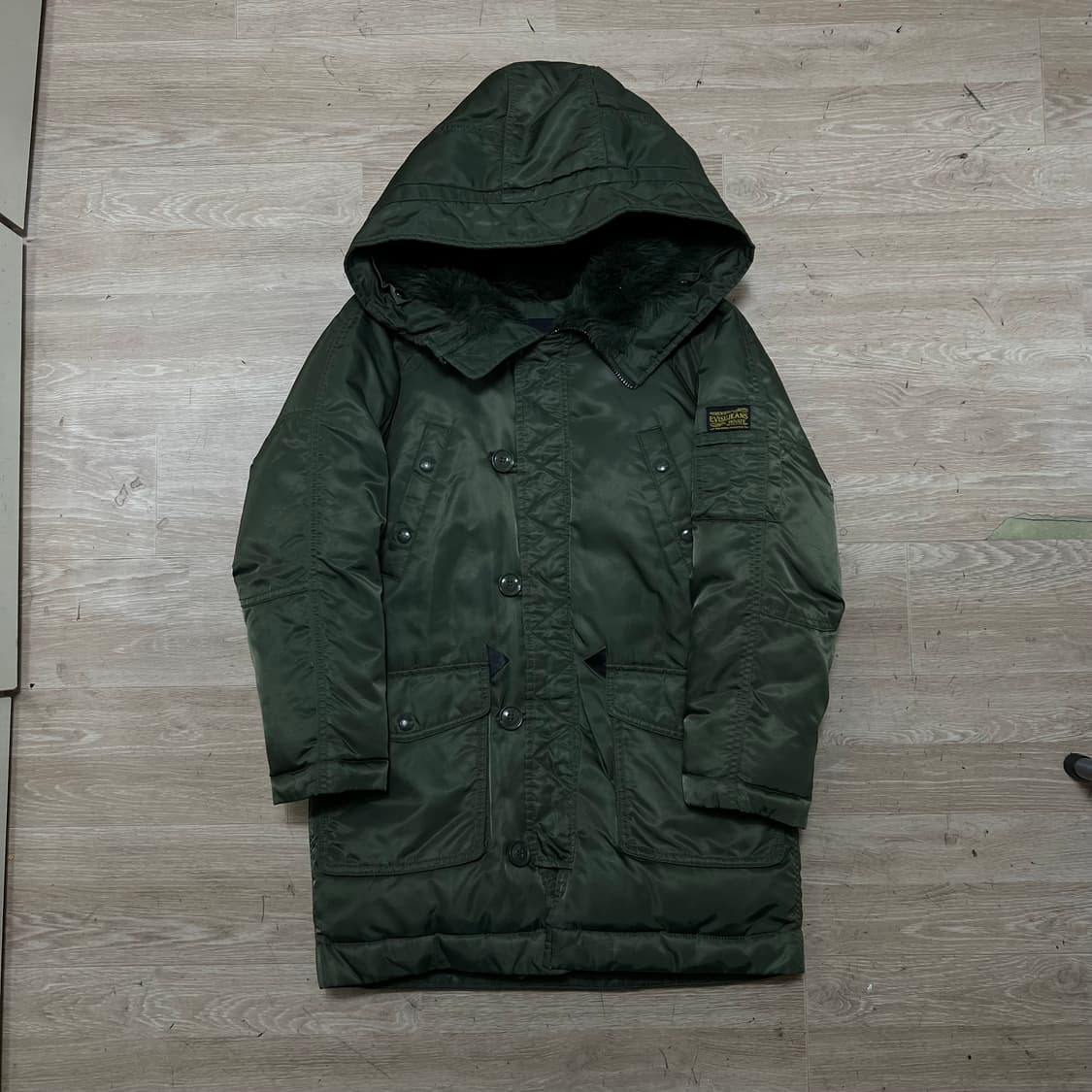 에비수 덕다운 후드 야상 롱패딩 점퍼 [카키] S/90 상품이미지1
