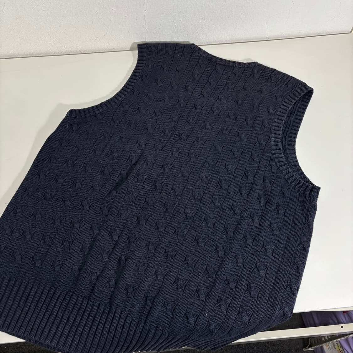 95 폴로 랄프로렌 네이비 꽈배기 브이넥 니트조끼 상품이미지2