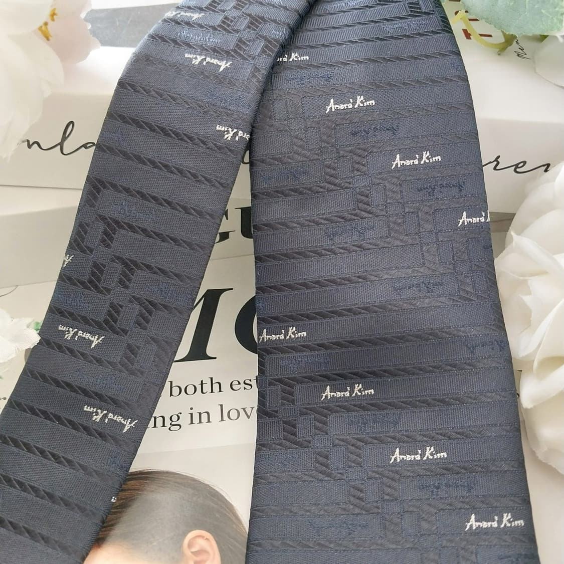 앙드레김 실크 네이비 패턴 넥타이 7.8cm A+등급 K1121
 상품이미지3