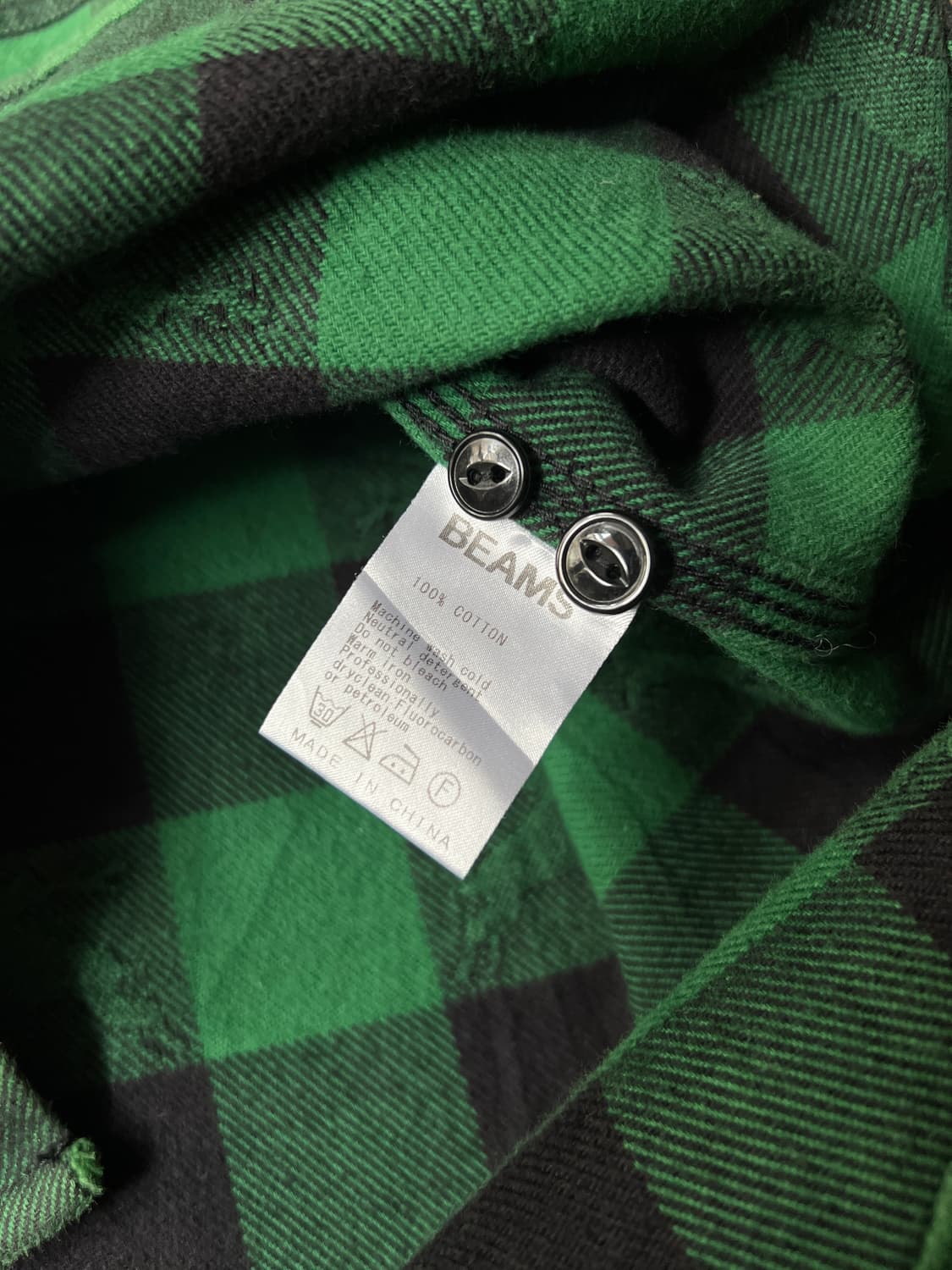 [S]BEAMS 빔즈 레인디어 그린 버팔로 체크 플란넬 셔츠 상품이미지7