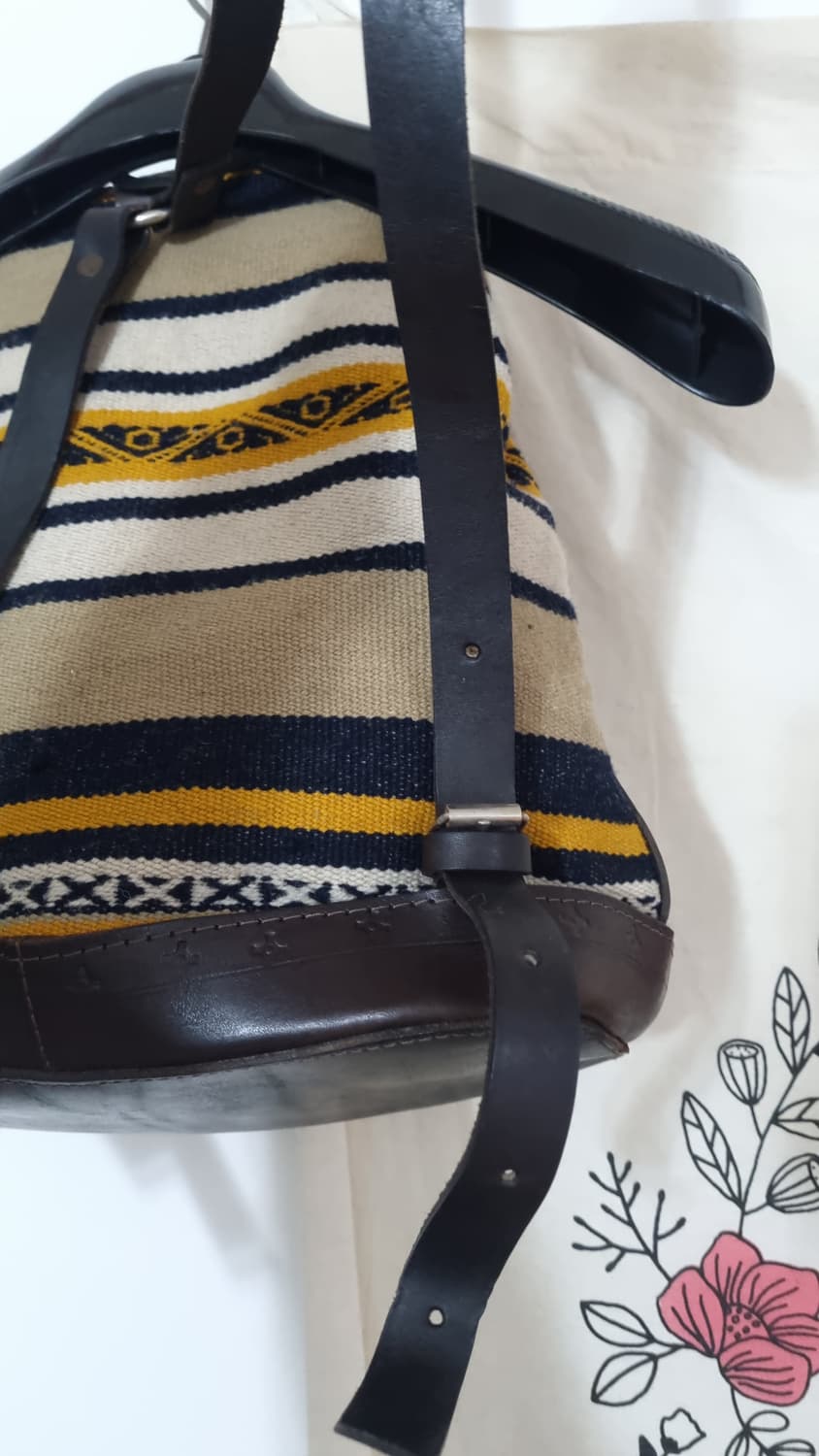 빈티지 에스닉 패턴 통가죽 백팩 상품이미지7