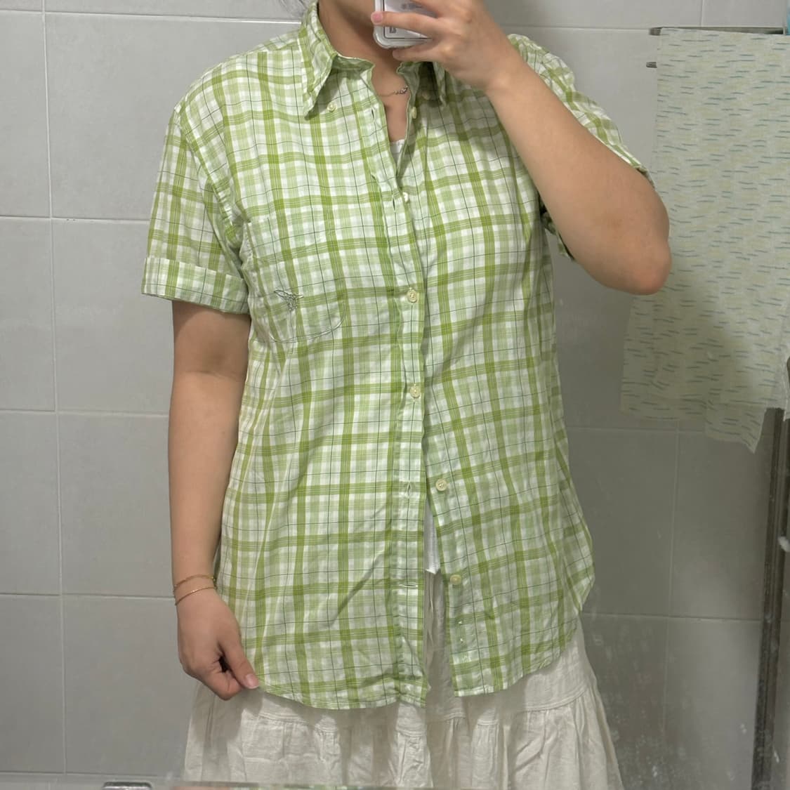 헨리코튼 메론 말차맛 연두 체크셔츠🍏🍈 상품이미지2
