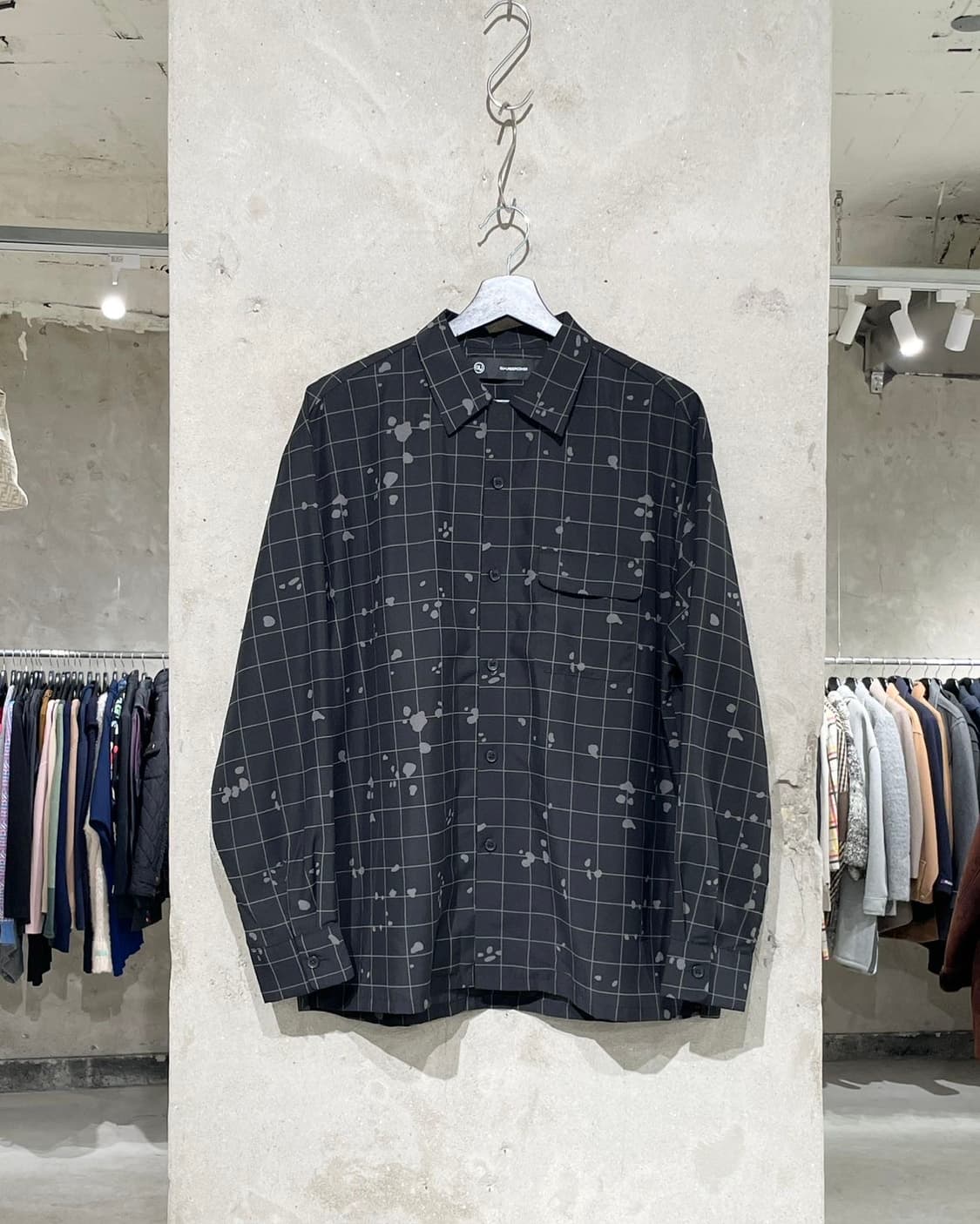 gu x 언더커버 블랙 블라치 폴리에스터 체크 셔츠 상품이미지1