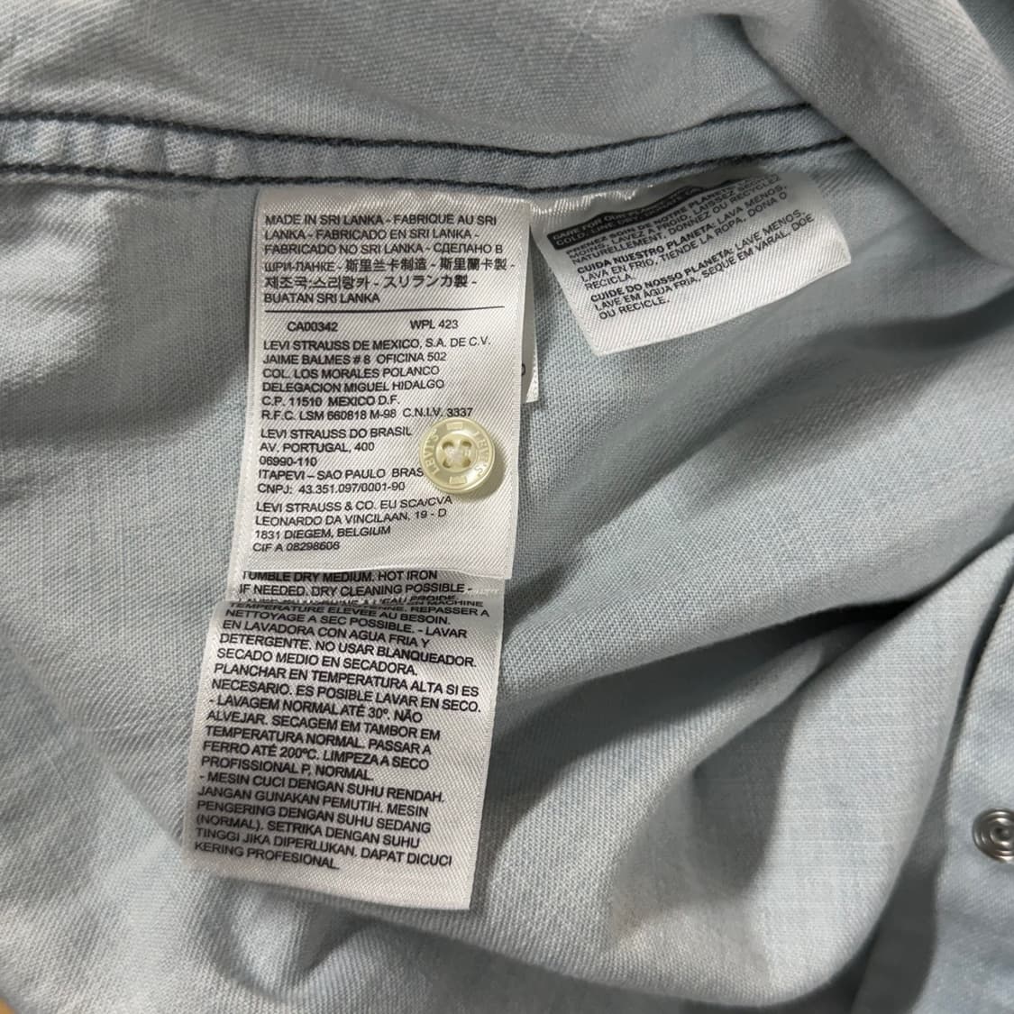 ​[M] 리바이스 웨스턴 데님 셔츠 (연청) 상품이미지7