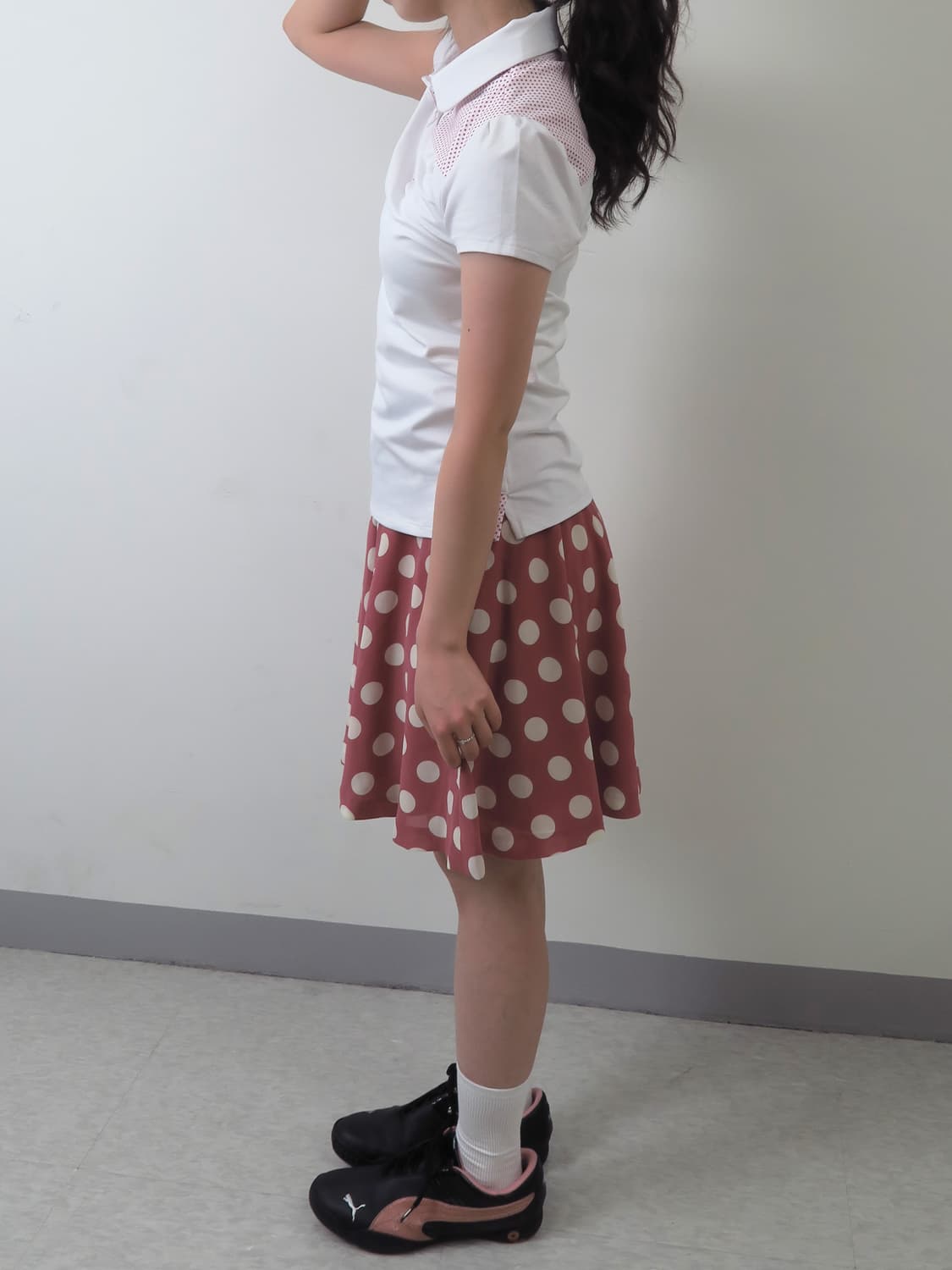 빈티지 핑크 플레어 도트 스커트 상품이미지3