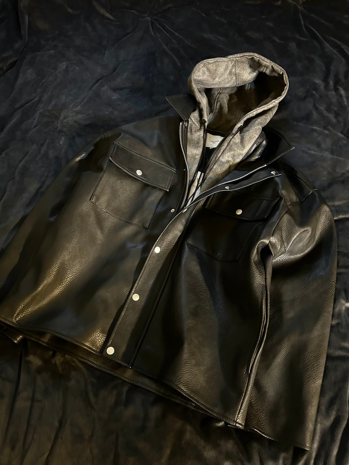 Cow Skin Hoodie Layerd Leather Jacket 상품이미지2