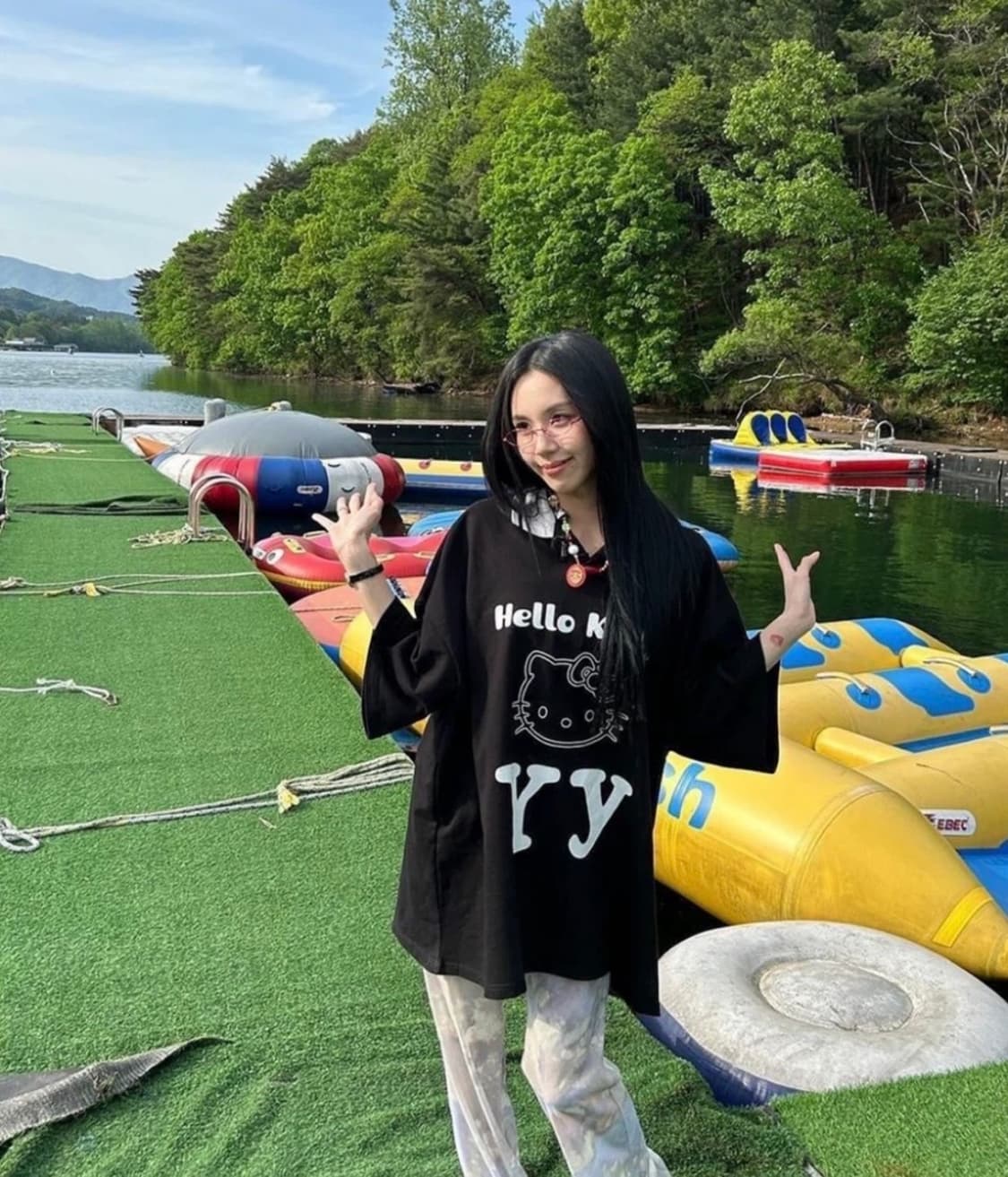 Open YY 헬로키티 카라 티셔츠 블랙 S/M 상품이미지2