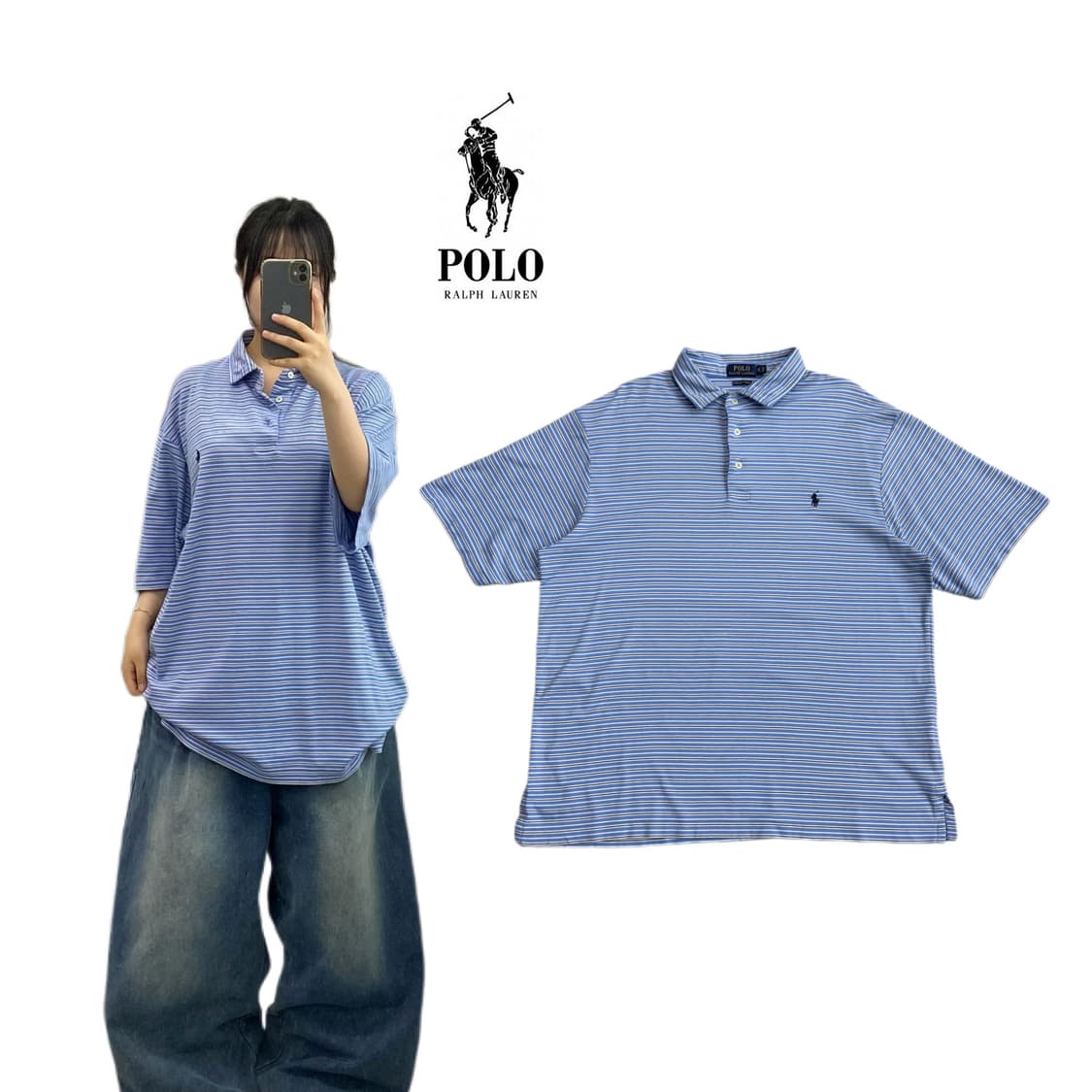 폴로 신형 스트라이프 PK 카라 반팔 티셔츠 상품이미지1