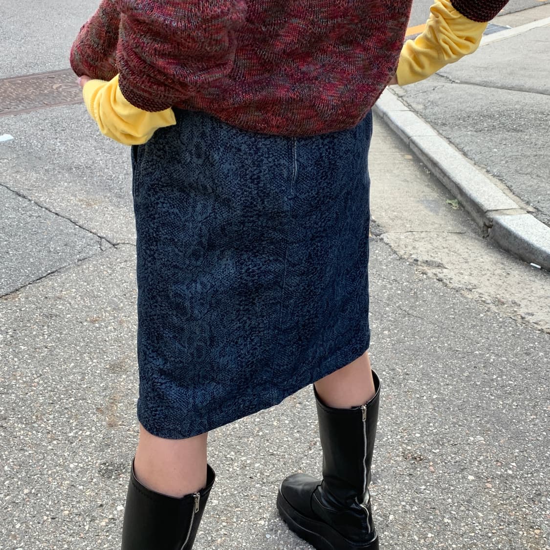 히스테릭 글래머 데님 스네이크 스킨 스커트 상품이미지3