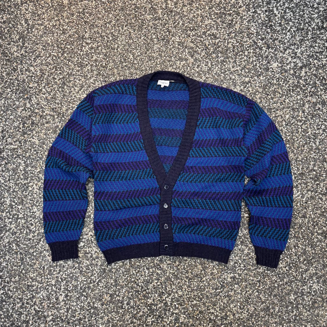 80s Simpsons 지그재그 해링본 가디건 (L)   상품이미지1