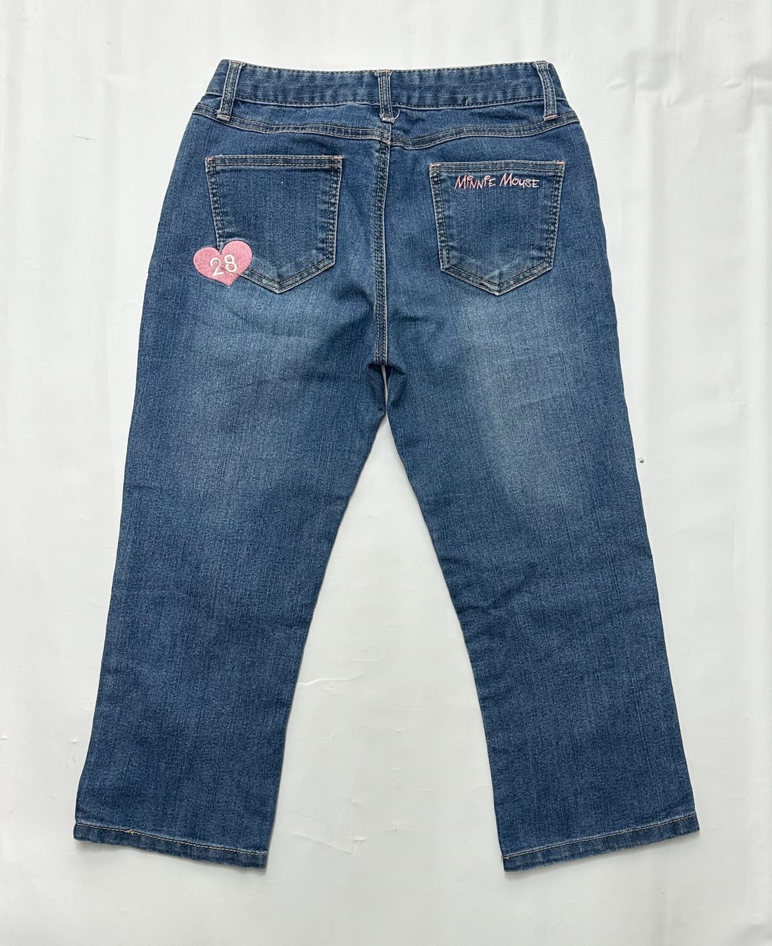 ⭐️재팬 디즈니 미니마우스 7부 데님 팬츠⭐️데코라 워싱 빈티지 패치  상품이미지5