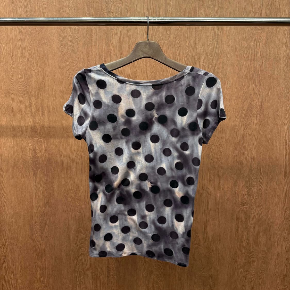 폴스미스 블랙 도트 패턴 반팔 티셔츠 라운드넥 슬림핏 퍼플 그레이 상품이미지3