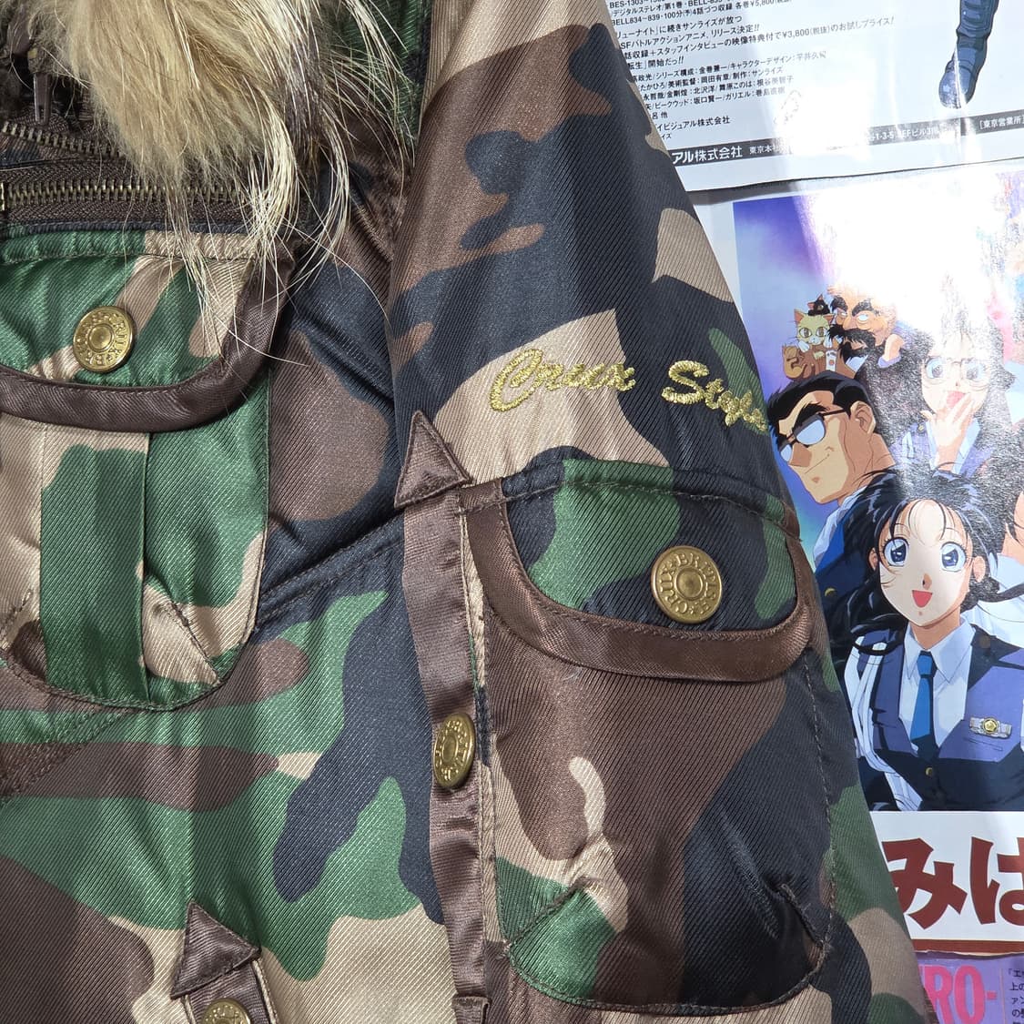 빈티지 카모 밀리터리 퍼 후드 패딩 점퍼 상품이미지4