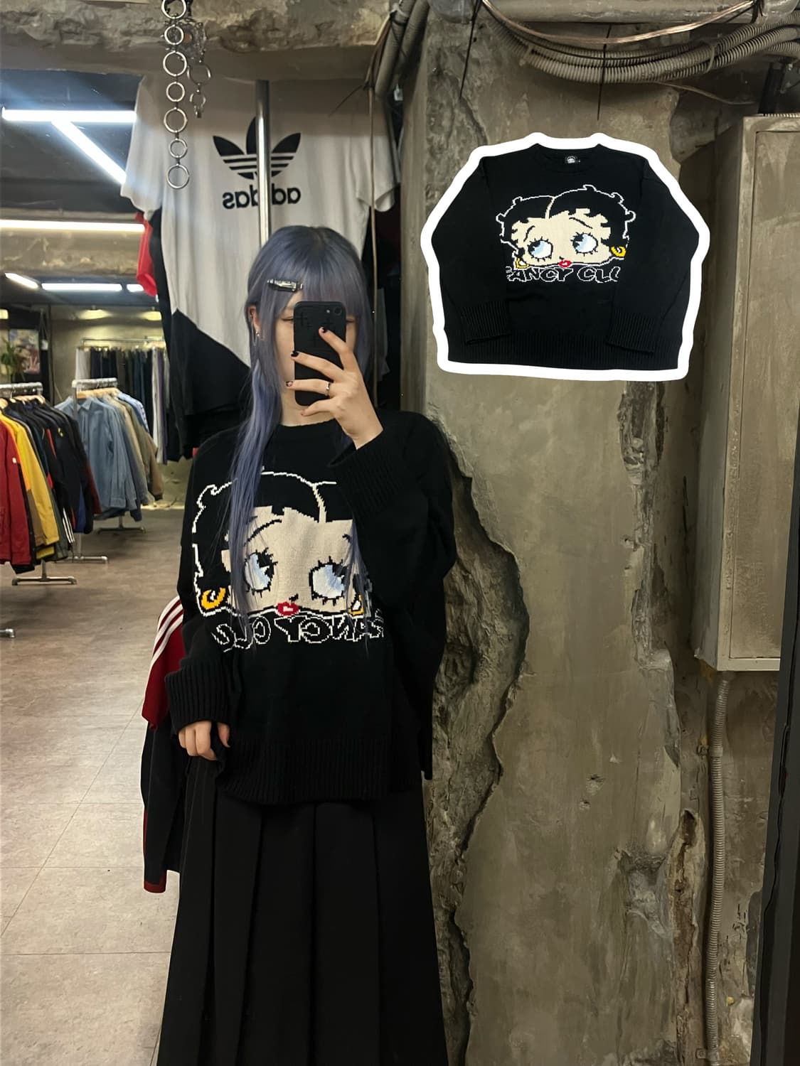 네스티킥 팬시클럽 베티붑 니트 블랙 S   #csz2325 상품이미지1