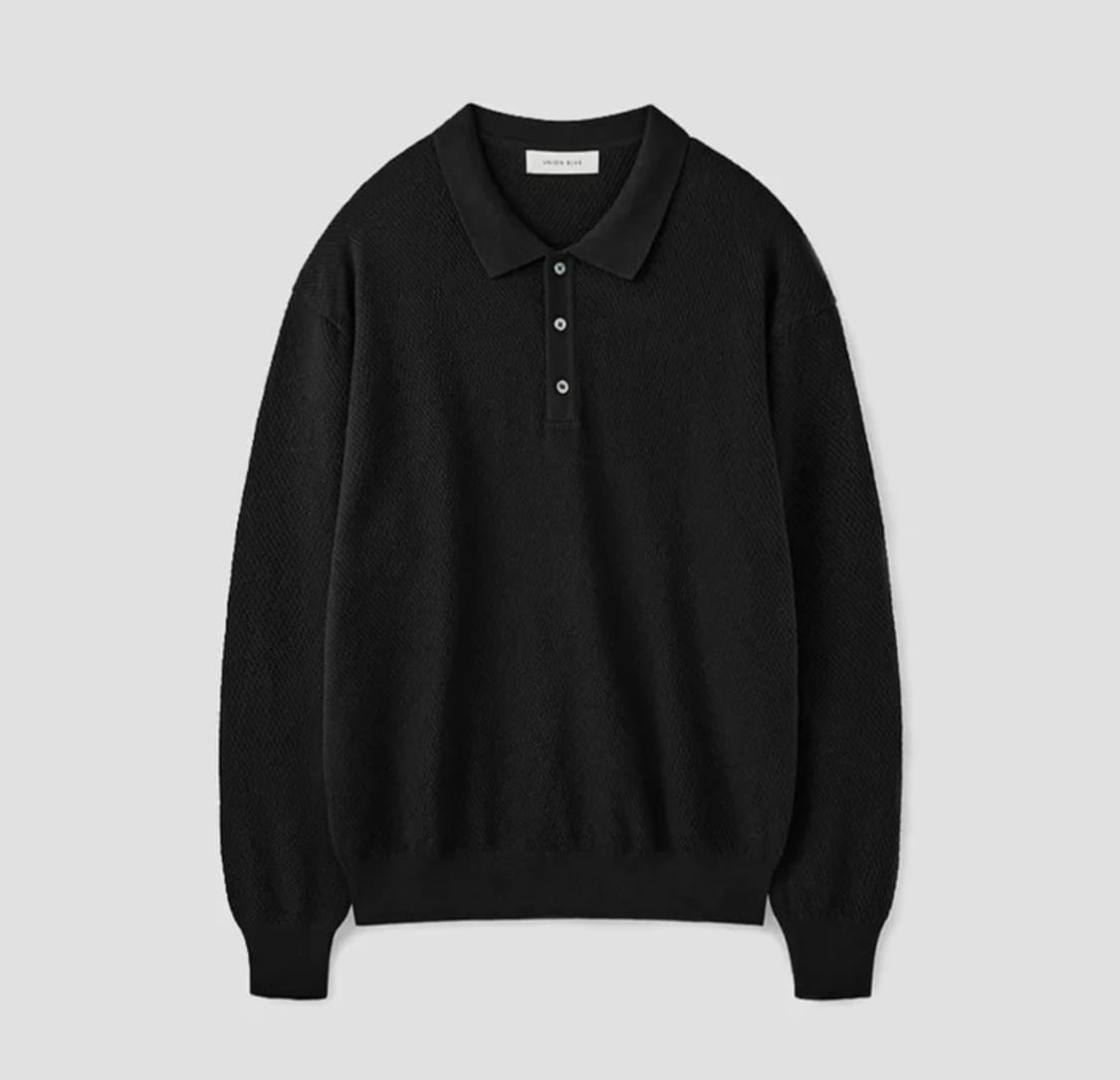 유니온블루 HARD TWIST TRIP POLO KNIT [BLACK] 상품이미지2
