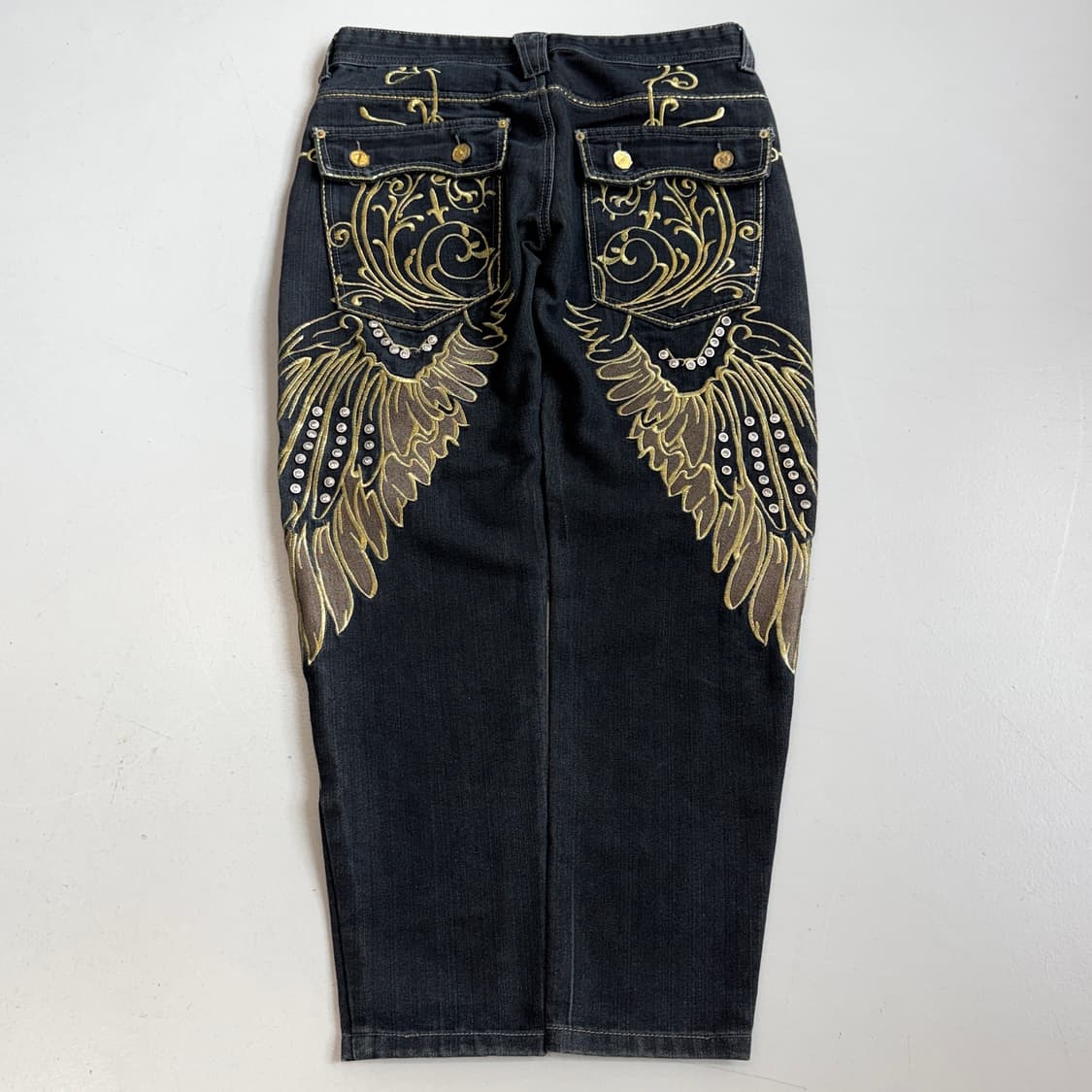 Y2K 윙 날개 자수 새깅 배기 빈티지 데님팬츠 상품이미지3