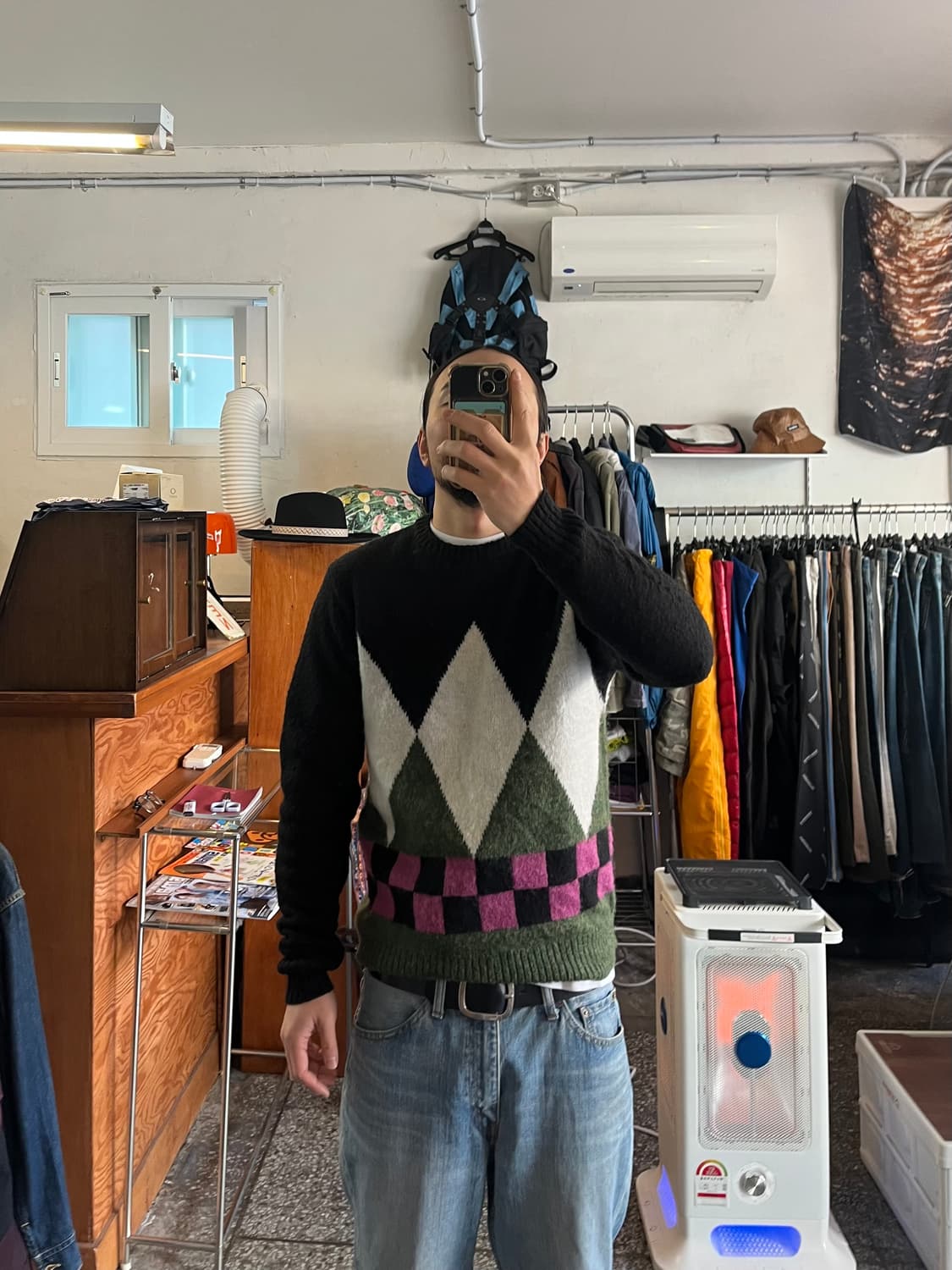 스투시 다이아몬드 체크 모헤어니트 상품이미지1