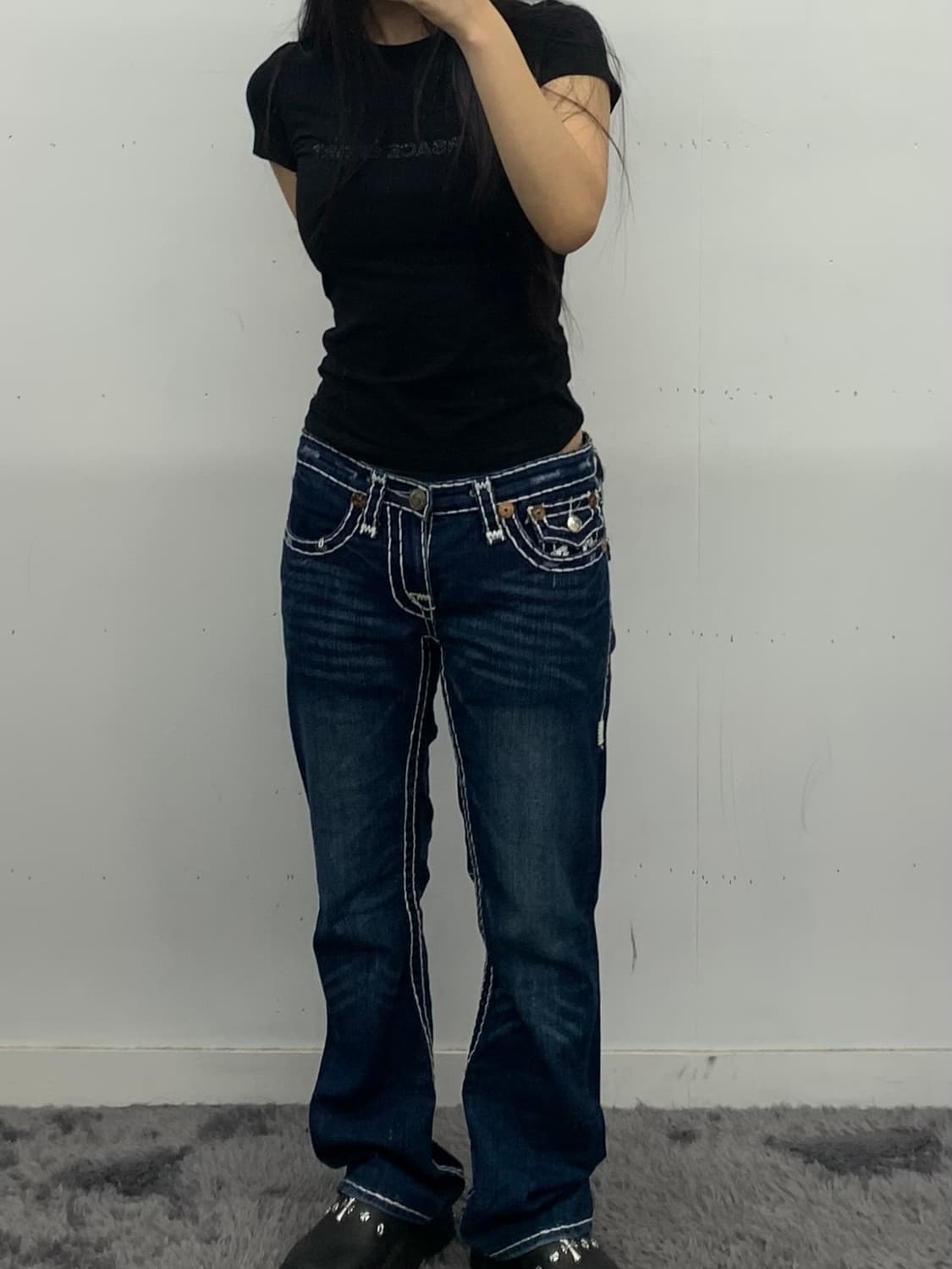 트루릴리젼 진청 화이트 스티치 데님 상품이미지1