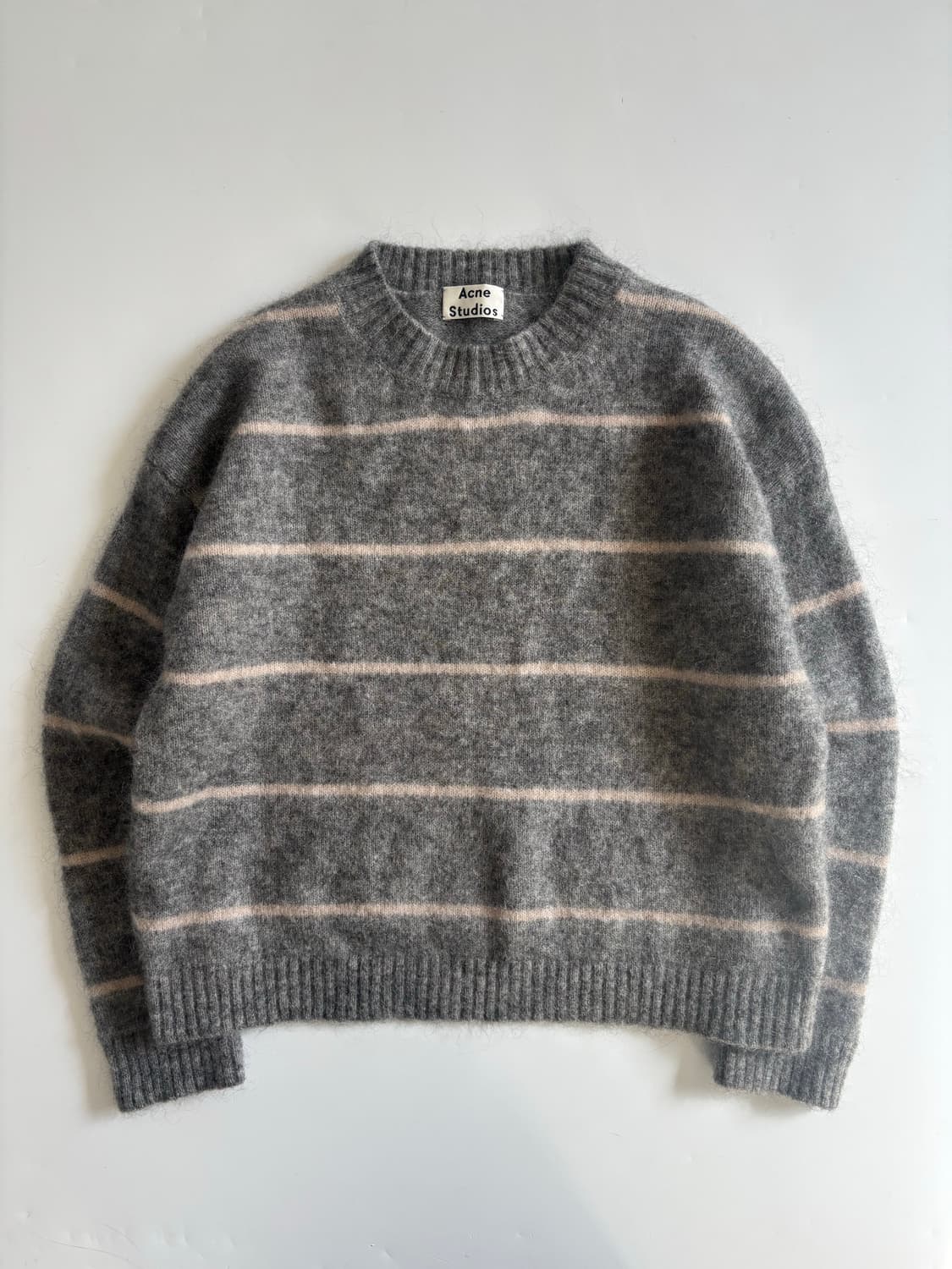 Acne Studios 아크네스튜디오 울 모헤어 스트라이프 그레이 크루넥 상품이미지5