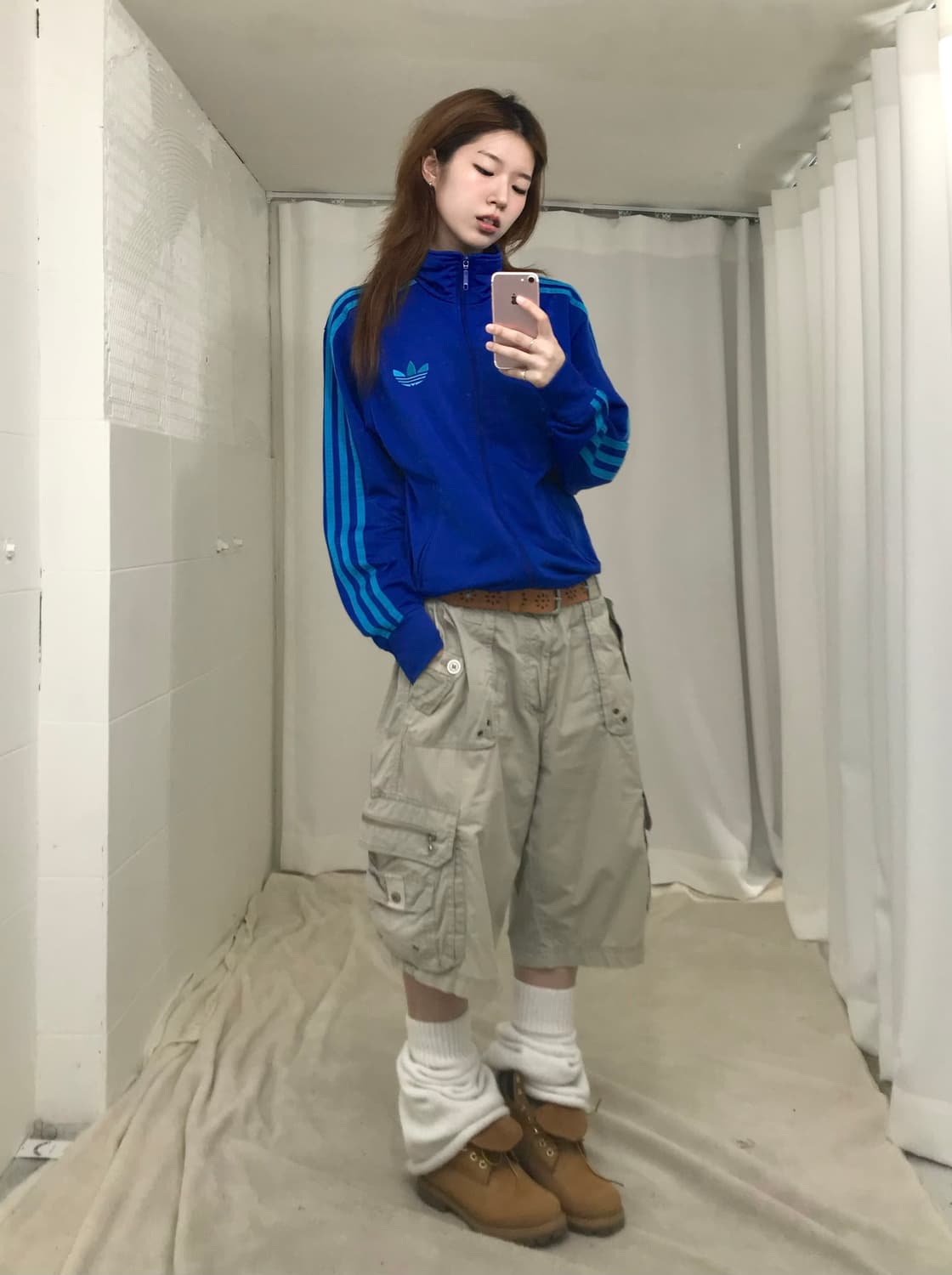 아디다스 블루 파이어버드 져지, 카고 팬츠 스트릿 코디 세트 상품이미지2