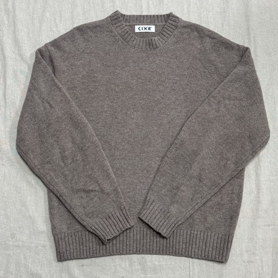 쿠어 라이트브라운 울 크롭 크루넥 니트 L 상품이미지1