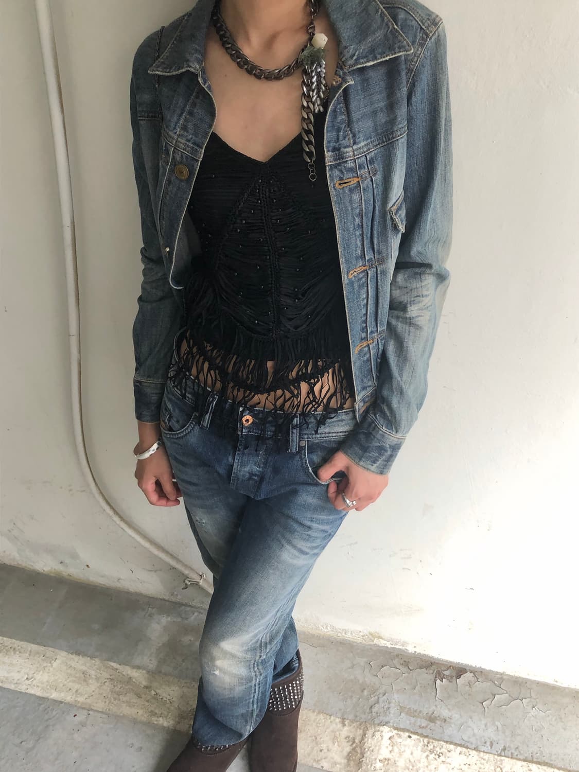 vtg washed denim jacket  상품이미지1