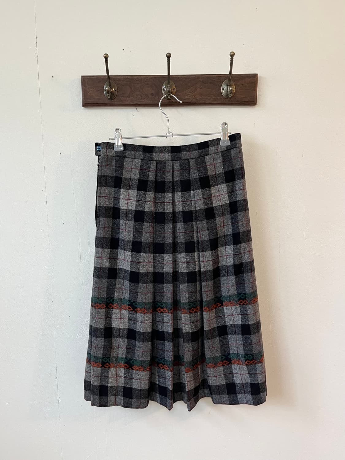 vtg japan 멀티체크 울 스커트 상품이미지4