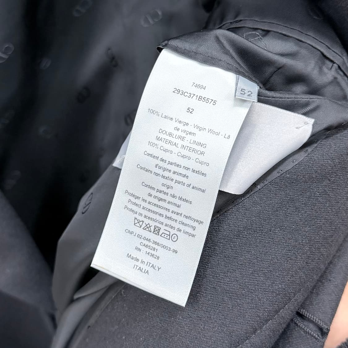 [S+급/52] 디올 CD 로고 벨티드 울 코트 자켓 블랙 상품이미지7