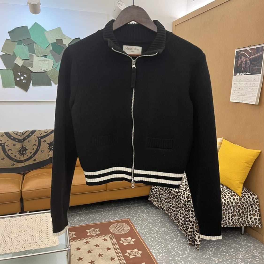 마뗑킴 빈티지 모던 시크 캐주얼 세미 크롭 집업 가디건 S C10014 상품이미지3