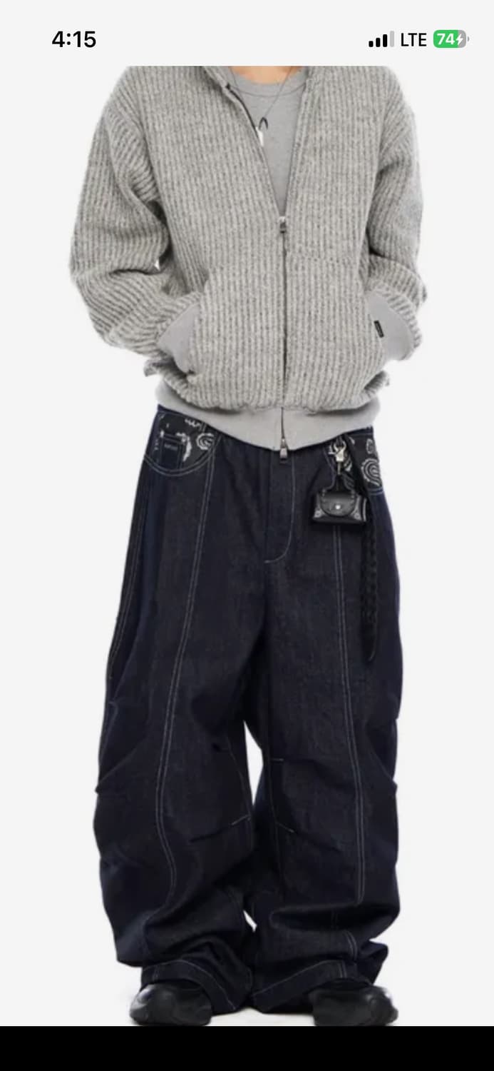 아캄Knee Pin-Tuck Paisley Denim Pants 상품이미지3