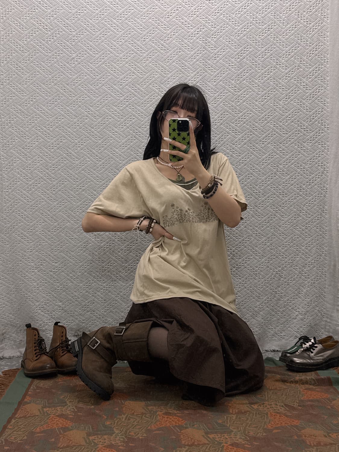 빈티지 코지 캐주얼 레이어드 스트라이프 아방핏 반팔티 K0115 상품이미지2