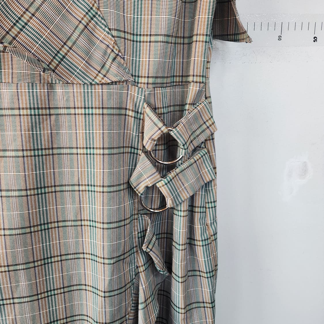 DANJI 체크 롱 원피스 프릴 장식 상품이미지3