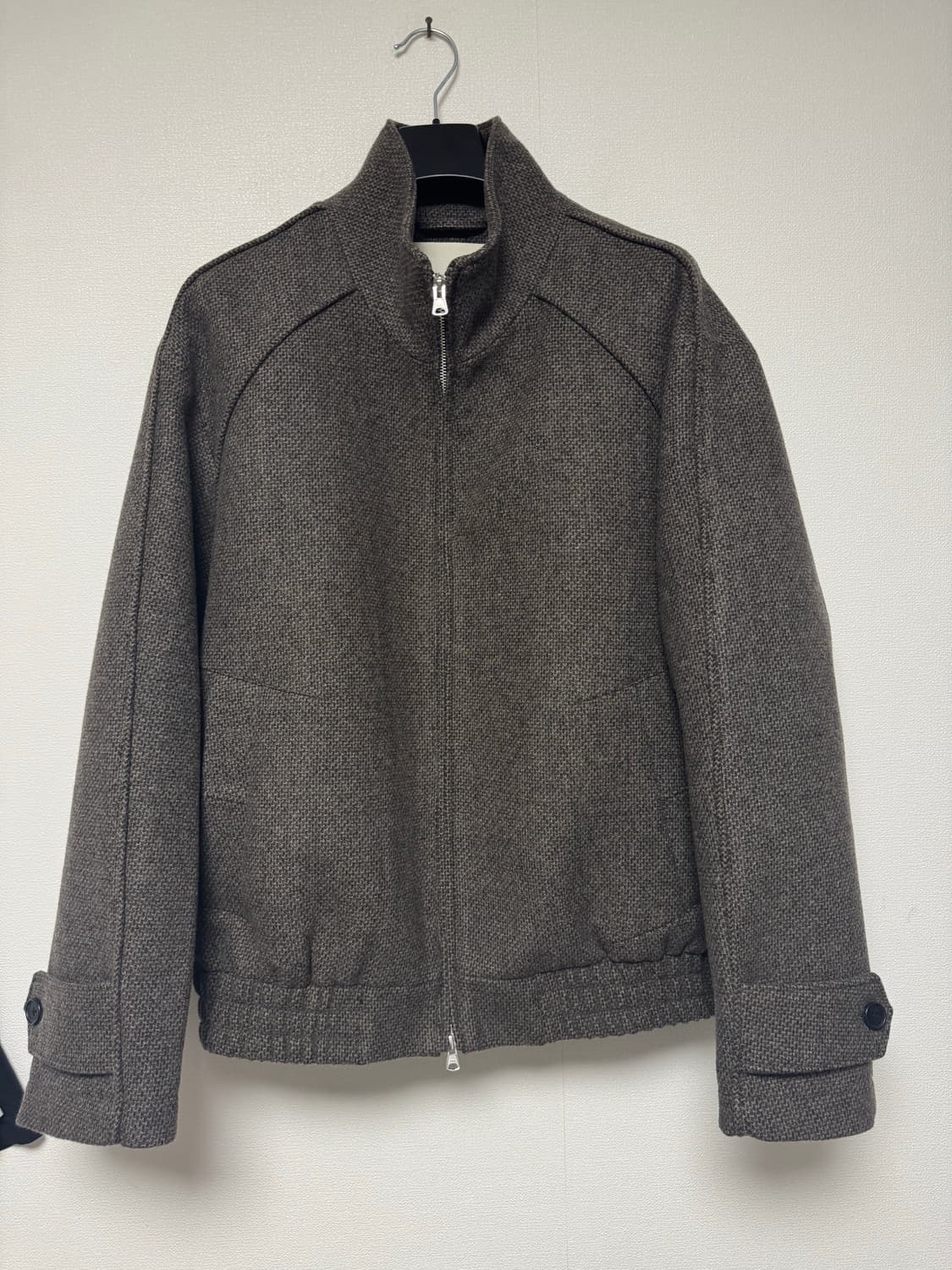 파브레가 트위드 울 하이넥 블루종 자켓 다크브라운 3 상품이미지1