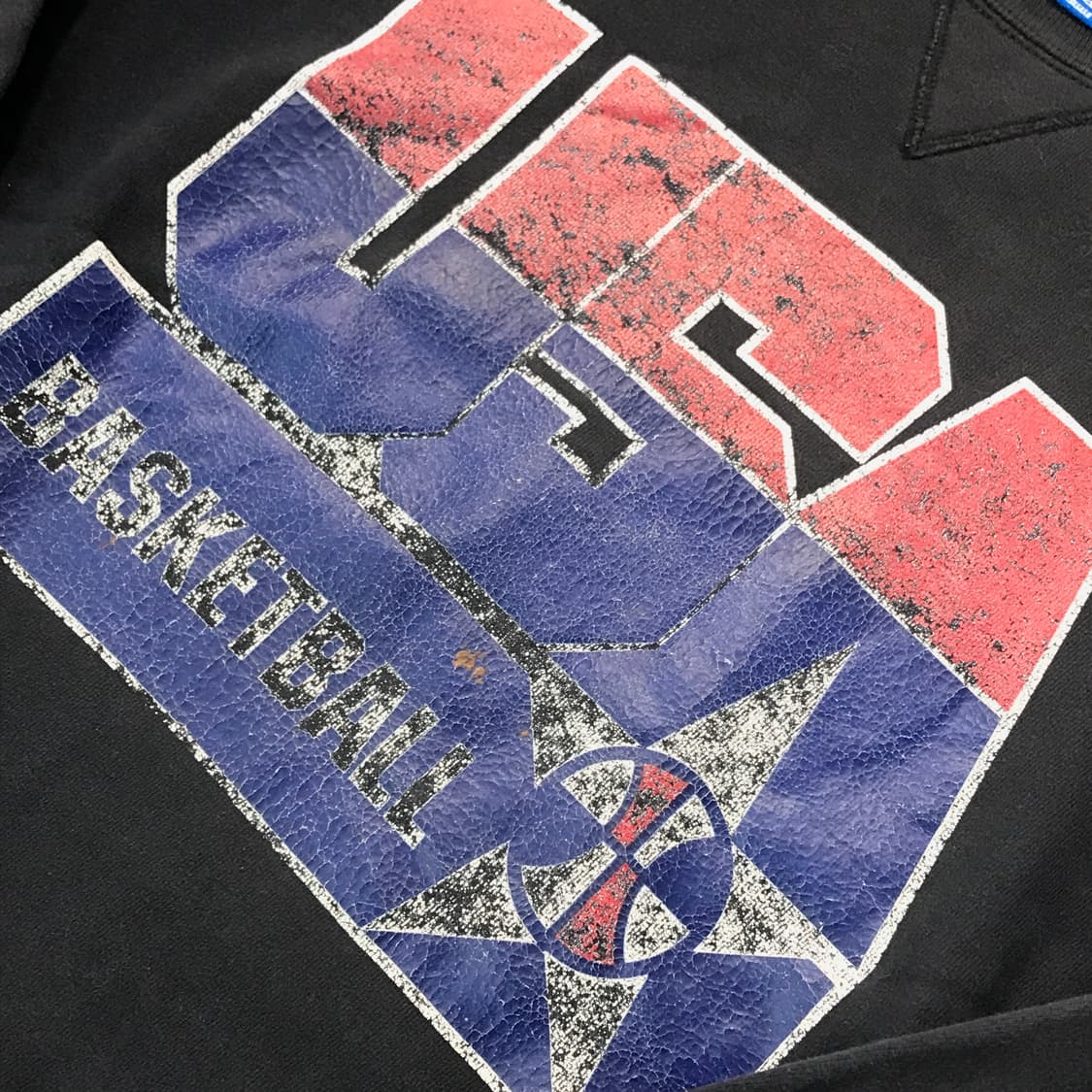 80s USA 챔피온 블랙 프린팅 기모 스웨트셔츠 남성 110 사이즈 상품이미지4