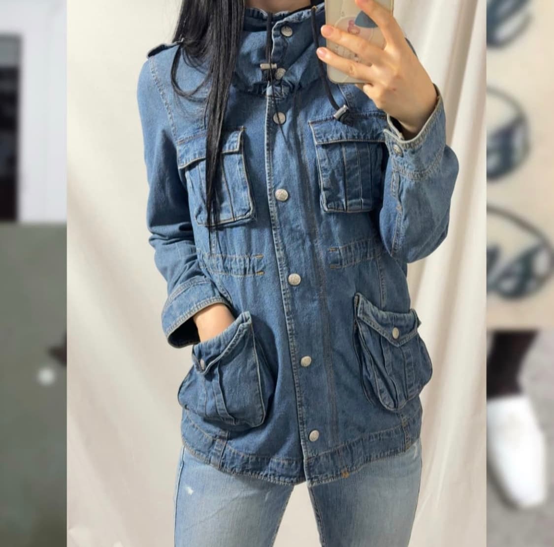 일본 빈티지 히든 포켓 데님 자켓 청자켓 상품이미지3