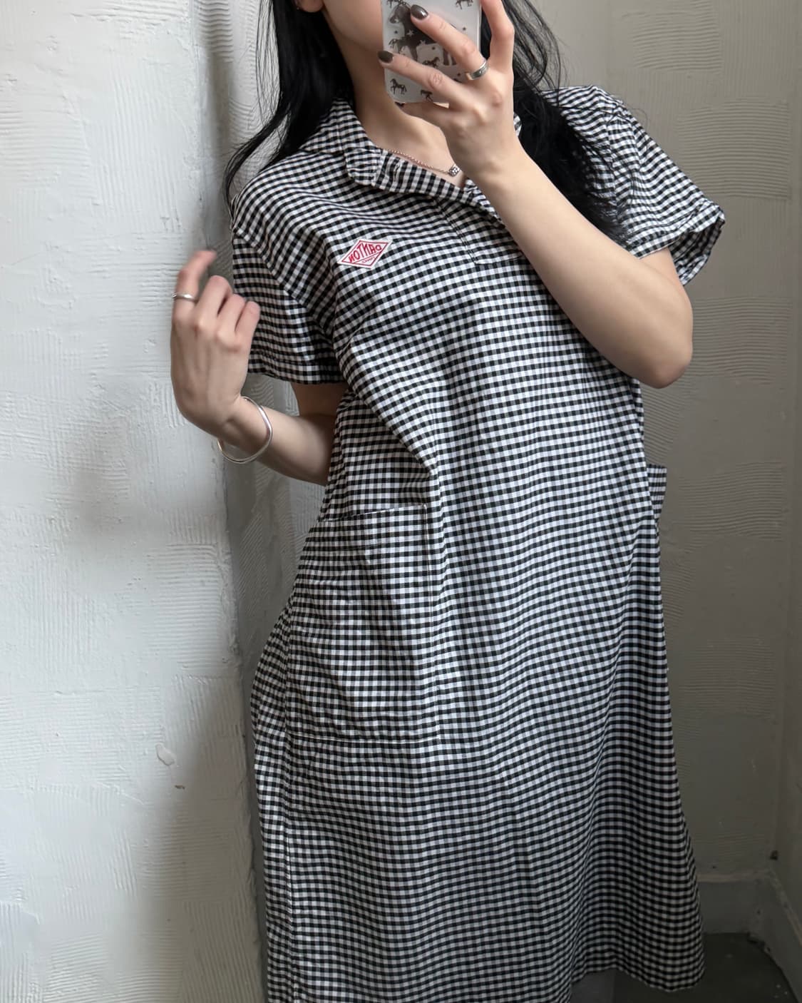 DANTON 단톤 깅엄체크 투포켓 셔츠 원피스 상품이미지9