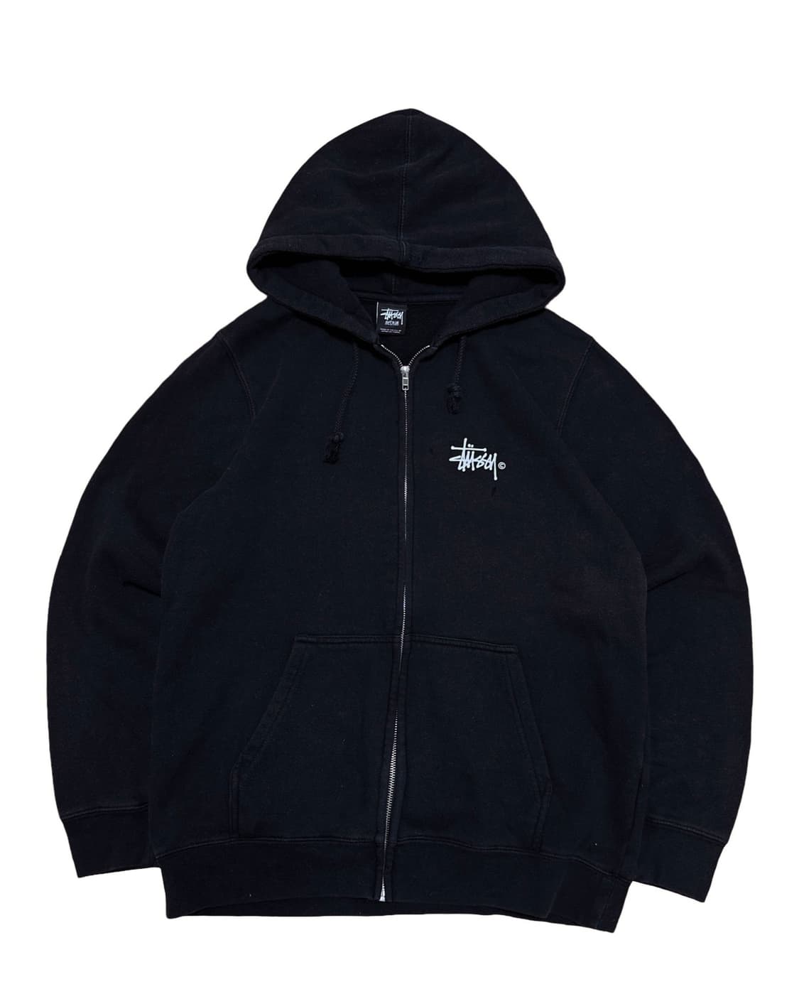 스투시 베이직 빅스탁 블랙 후드집업 상품이미지1