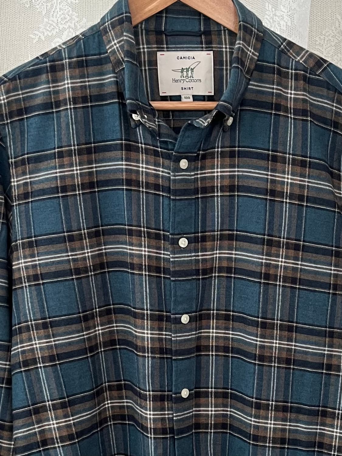100) 헨리코튼 22fw 체크 셔츠 블루 상품이미지3