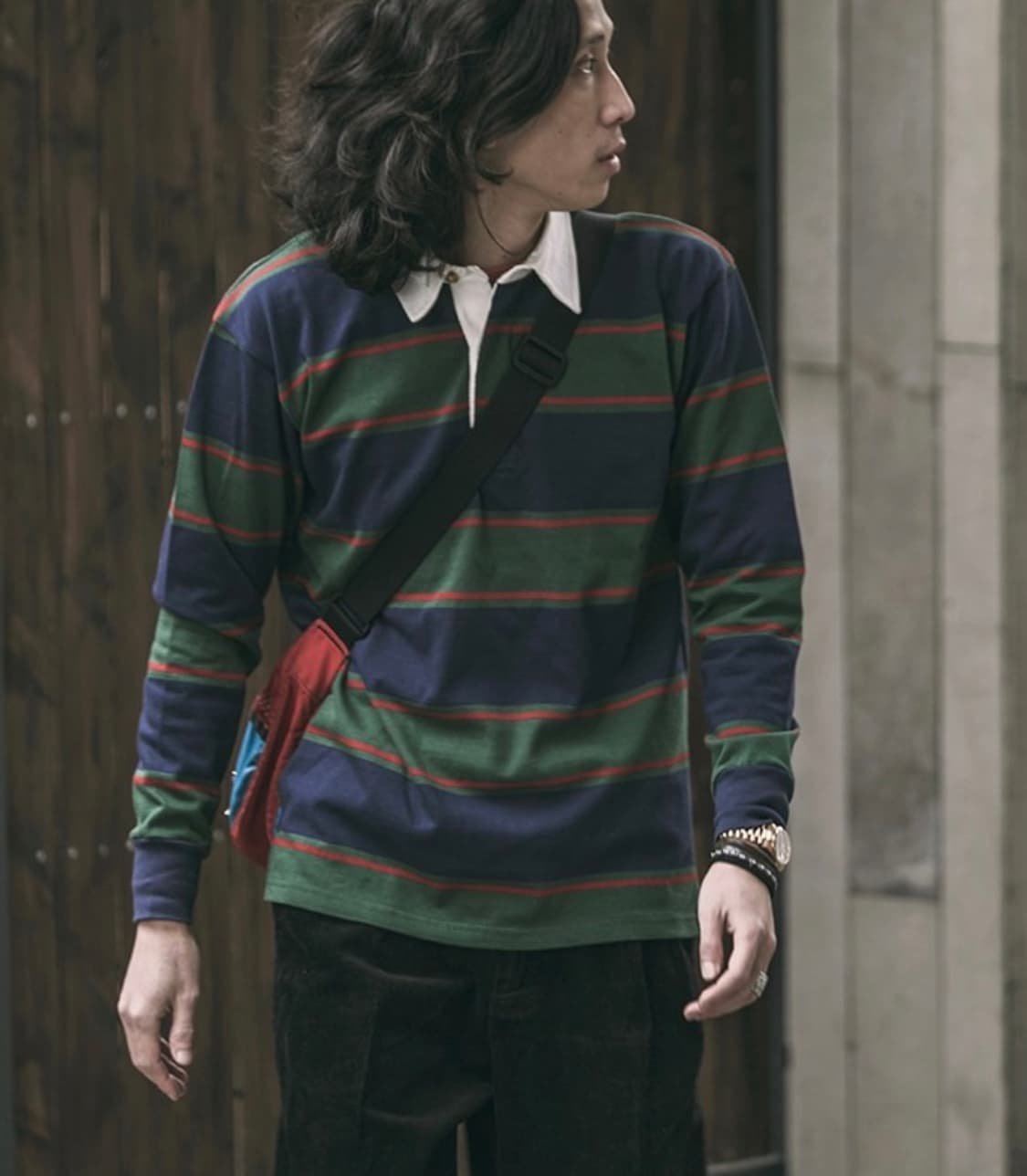 [M] 브론슨 논스탁 클래식핏 스트라이프 저지 럭비 티 셔츠 상품이미지1