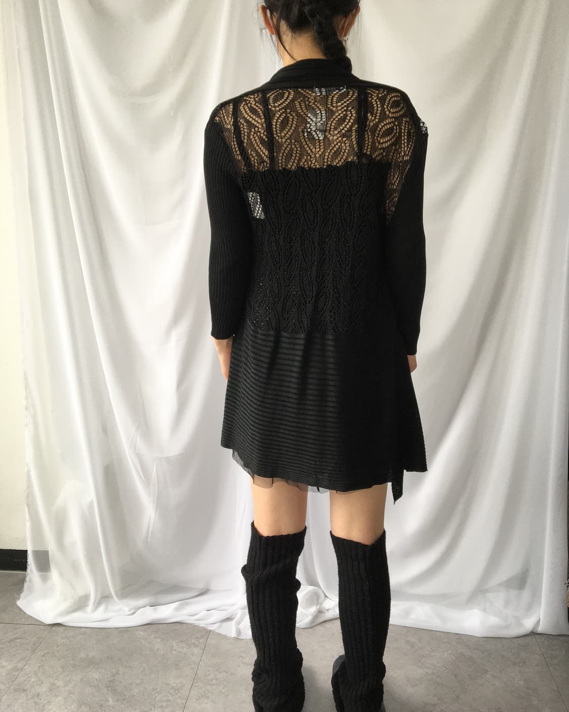 Back punching pattern open cardigan 상품이미지5