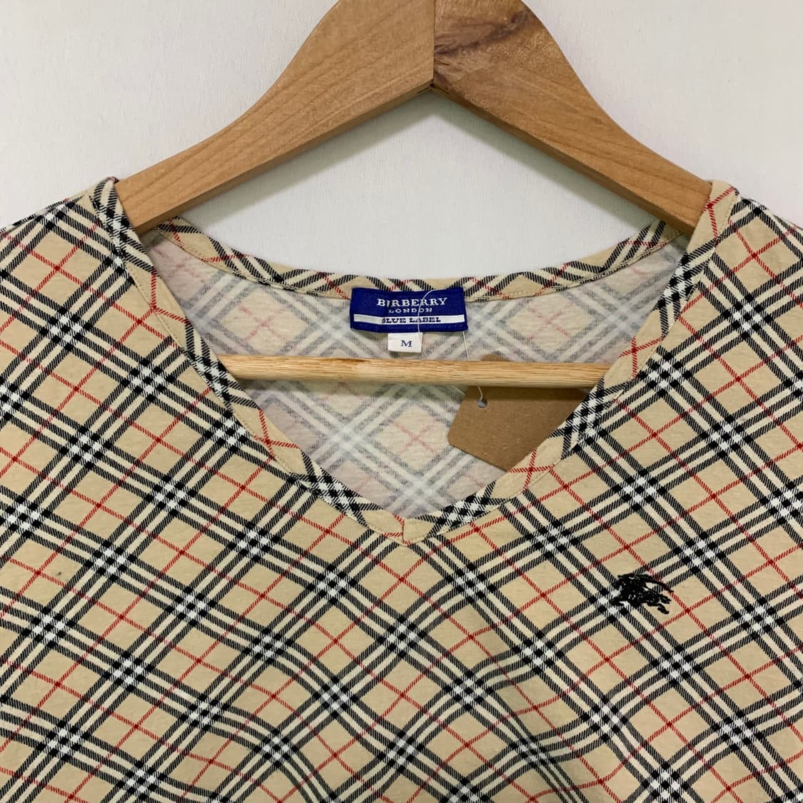 버버리 블루라벨 브이넥 노바 체크 반팔 크롭 슬림 딱붙 빈티지 티셔츠 상품이미지7