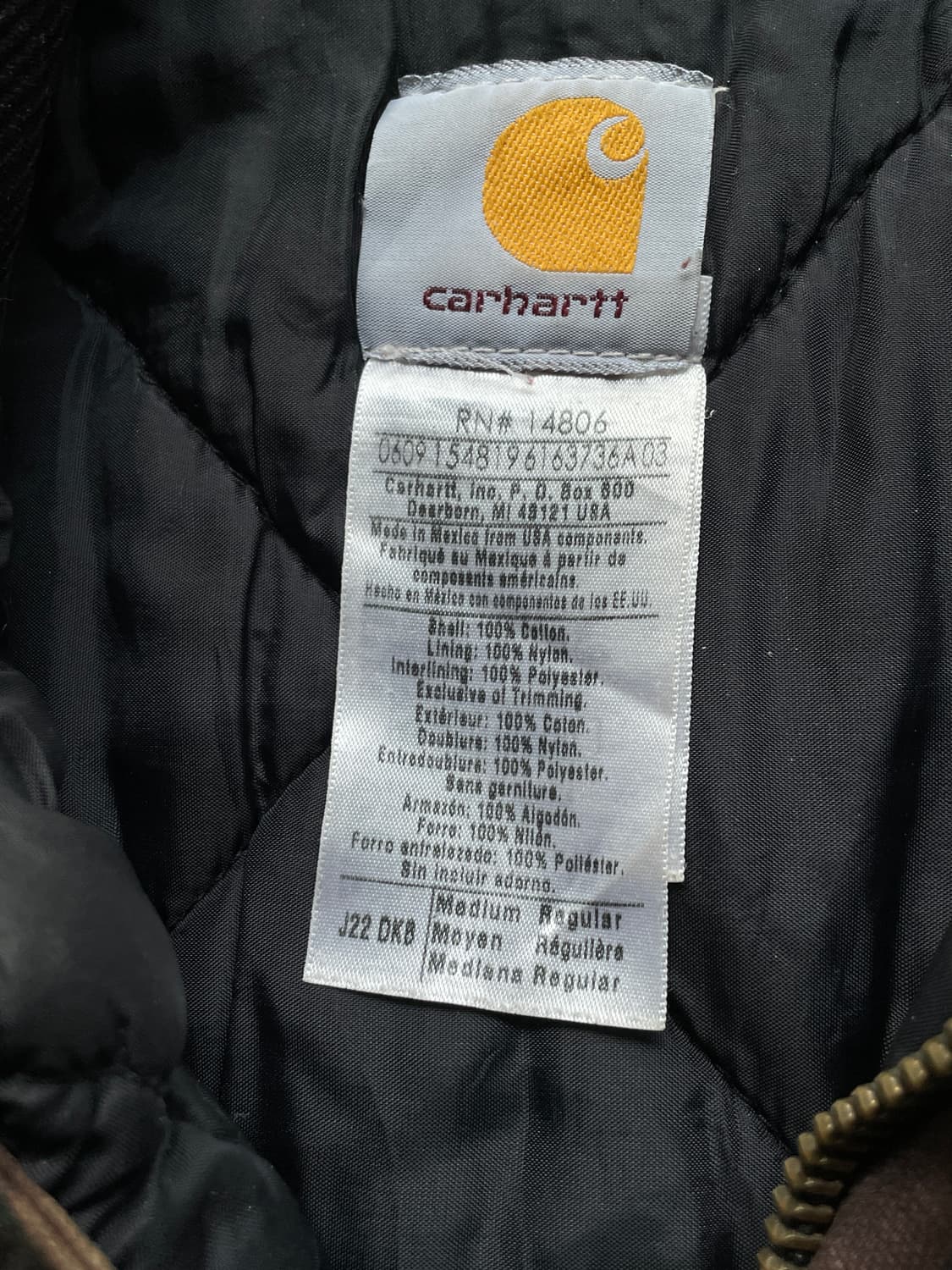 칼하트 J22 DKB 다크브라운 디트로이트 아크틱 자켓 빈티지 상품이미지3