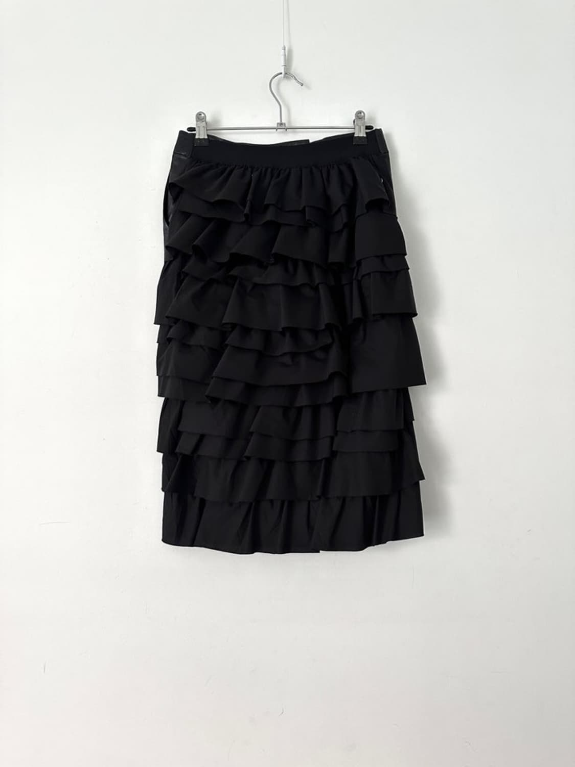Facade leather & flare skirt / black 상품이미지10