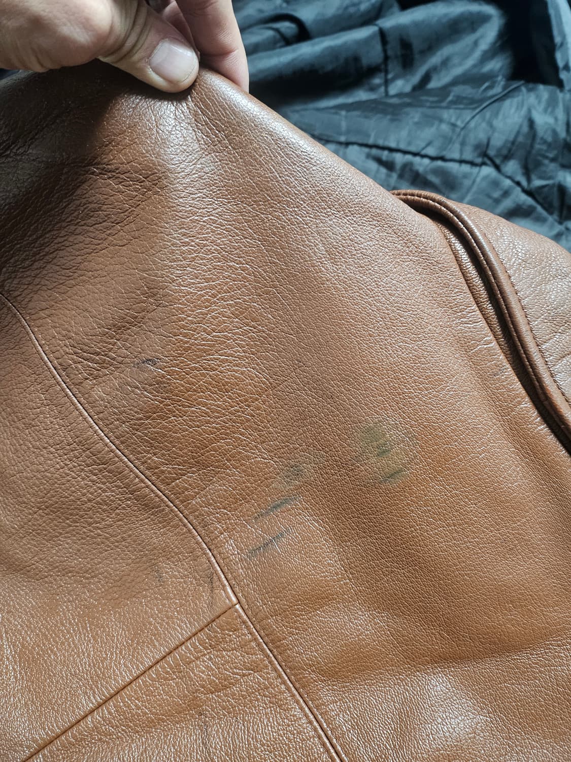 빈티지 모카무스 컬러 싱글 가죽 자켓 105 상품이미지5