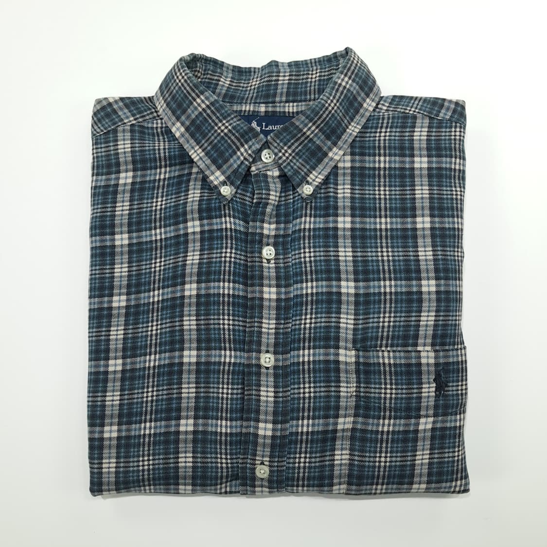 CN876 L 폴로 랄프로렌 빅셔츠 블루그린 타탄체크 플란넬 셔츠 남방 상품이미지8