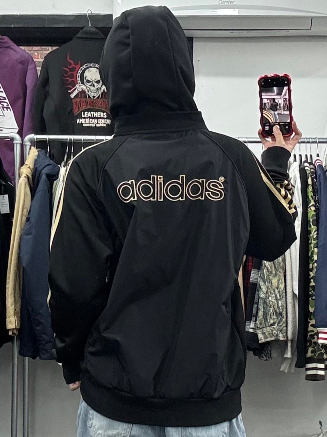 아디다스 블랙 골드 나일론 후드 집업 상품이미지5