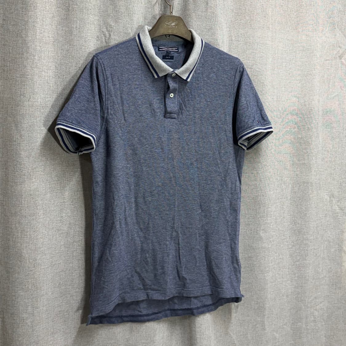 [XL] 타미힐피거 블루 면 반팔 카라티 상품이미지2